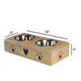 thumbnail image 5 of LR Home Handmade Mango Wood Elevated Double Pet Feeder with Paw and Heart Cutouts , 19" x 9" x 4", Brown, 5 of 11