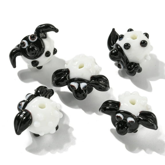 Handmade Lampwork Beads Sheep White 12.5x19.5x15.5mm Hole: 1.6mm