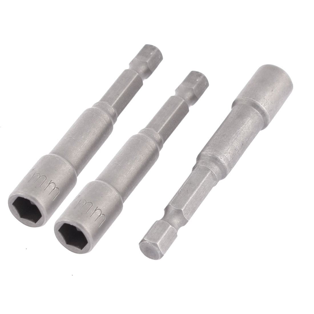 3 Pcs 1/4" 6mm Hexagon Shank 7mm Hex Spanner Nut Driver Socket 65mm