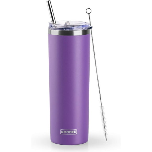 shiyou-20 oz Skinny Tumbler with Straw, Stainless Steel Double Wall Insulated Slim Tumbler for Women/Men DIY Birthday Gift (Purple)