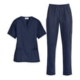 thumbnail image 2 of Strictly Scrubs Women’s Scrub Set – Includes V-Neck Top and Elastic Pant (2X-Large Petite, Navy), 2 of 7