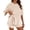 Beige, variant on Women‘s 2 Piece Athleisure Set Oversized Short Sleeve Shirt with Biker Shorts Blue XXL