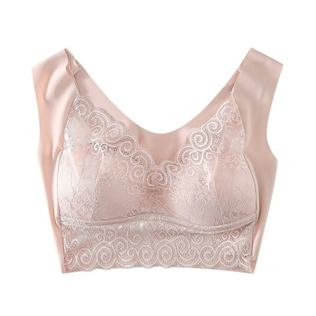 TOWED22 Womens Wireless Bra Women s See Bra Lace Unlined Plunge Bralette Underwire Bras Pink 4X-Large