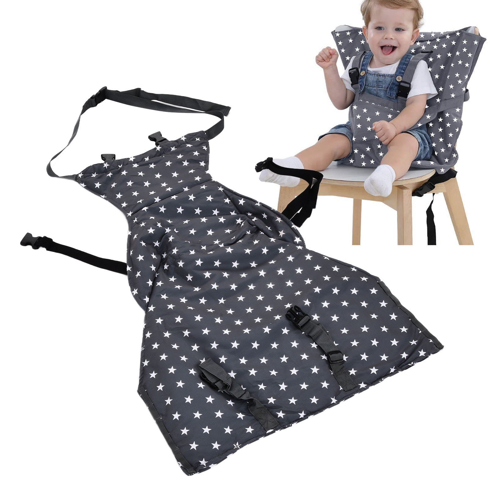 Baby Feeding Belt Sturdy Durable Portable Baby Chair Polyester for Outdoor for Dinning Room Grey Star