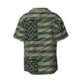 thumbnail image 2 of Balery Jungle Green Camo USA Flag Men's Casual Button Down Shirt Short Sleeve Textured Summer Cuban Beach Shirts-Large, 2 of 7