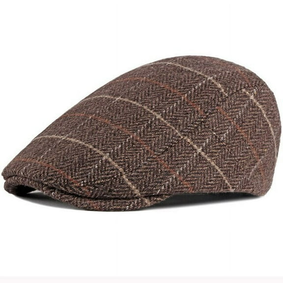 SikaFu Berets Autumn Winter Hat Men Women Vintage Plaid Ivy Newsboy Flat Cap Retro Artist Painter Wool Hat Adjustable Beret Cap