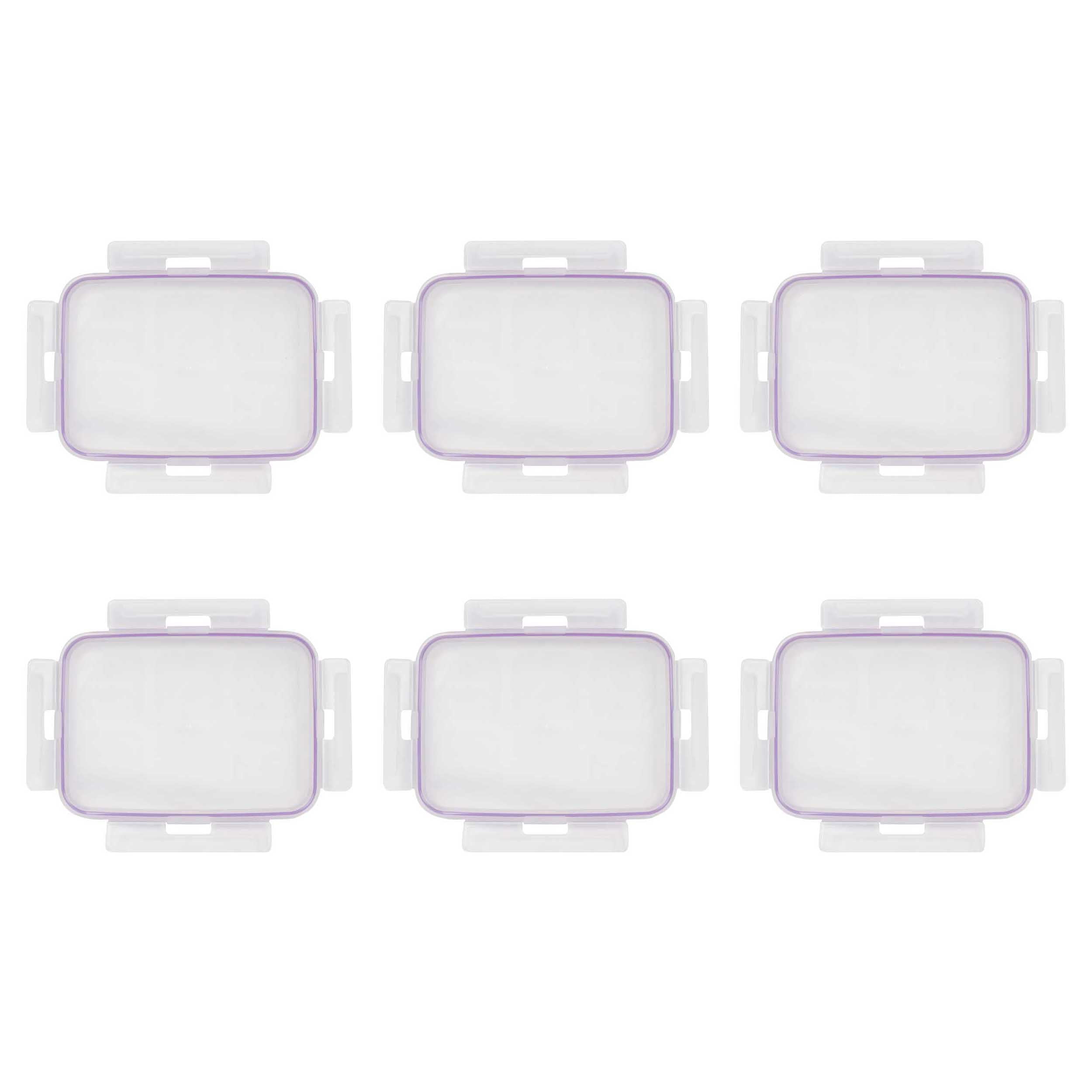 Snapware Replacement Lid Purple Gasket Rectangle Plastic Cover (6Pack
