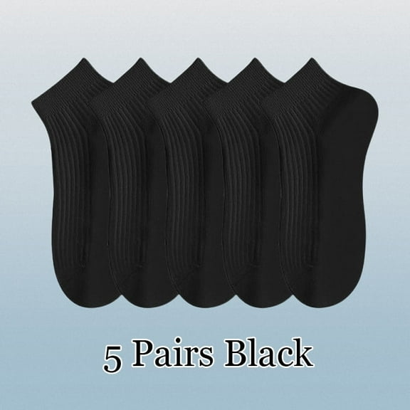 5/10 Pairs/Pack New Cotton Socks Ankle Men Women 100% Cotton White Black Invisible Sweat-absorbing Girls Low Tube Boat Socks 5 Pairs Black One Size