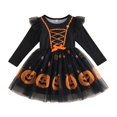 thumbnail image 5 of Angala Performance Dress For Girls Long Sleeve Crew Neck Pumpkin Print Girls Halloween Dresses, 5 of 9