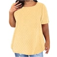 thumbnail image 2 of Xixinqiwan Plus Size Womens Short Sleeve Shirts Casual Loose Fit Solid Tunic Tops Round Neck Basic Everyday T-Shirt Yellow XXXXL, 2 of 5