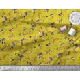 thumbnail image 3 of Soimoi Yellow Cotton Poplin Fabric Cage & Humming Bird Printed Fabric 1 Yard 42 Inch Wide, 3 of 3