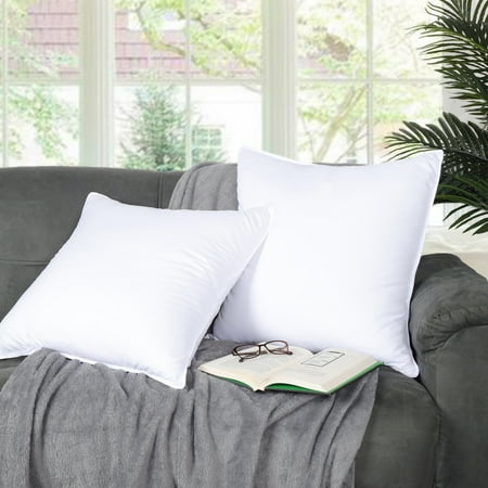 Superior Solid Microfiber Medium Density Pillow, Set of 2, Euro-18