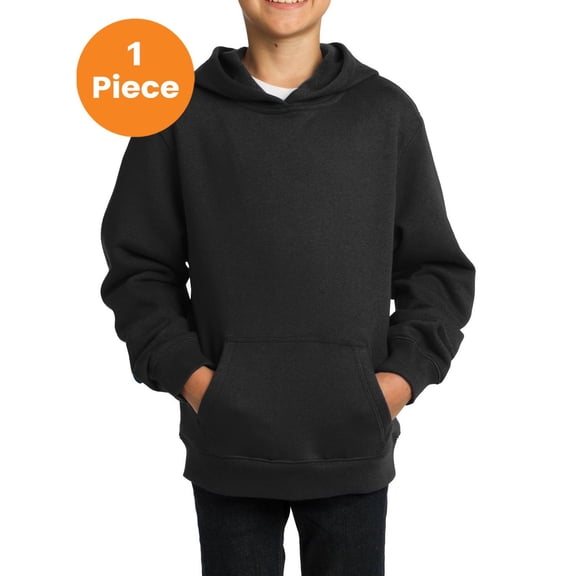 Sport-Tek YST254 Youth Pullover Hooded Sweatshirt, Black, S, Girls Clothing