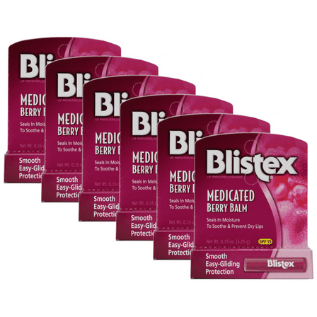 Blistex Lip Protectant/Sunscreen Medicated Berry Balm SPF 15, 0.15 Oz (Pack of 6)