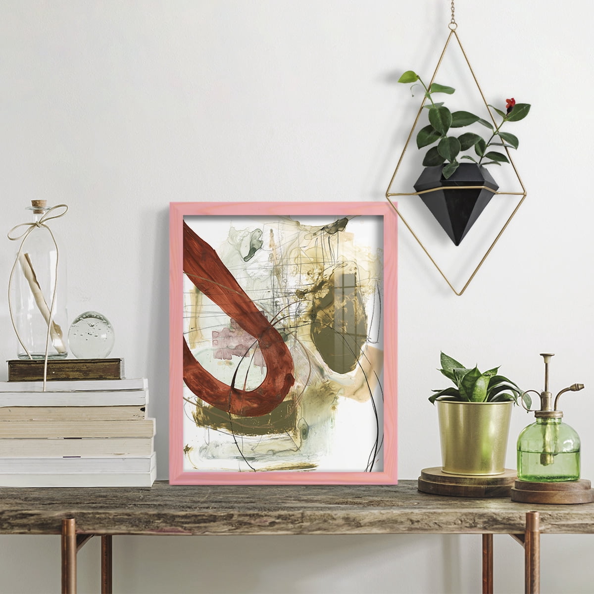 Rusted Loops I - Framed Print w/glass - Sunset Pink
