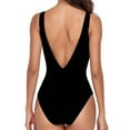 thumbnail image 5 of Zpanxa Womens Swimsuits V-Neck Backless One-Piece Filled Bra Swimwear Beachwear Black M, 5 of 7
