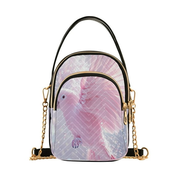 DIXRUYEE Cross Body Fashion Shoulder Waist Purse Bags Pink Feathers and Sparkles Pocket Handbags