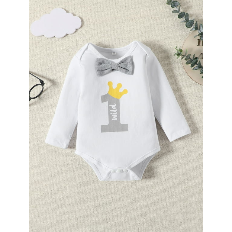Wassery Baby Boys My 1st Birthday Outfit Number Print Long Sleeve Romper and Elastic Pants with Suspender Overall Pants 9 12 18 Months Infant Fall Casual Clothes Walmart