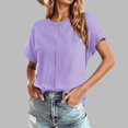 thumbnail image 2 of RMGVDSD Womens T-Shirts Round Neck Solid Color Raglan Short Sleeve Loose Casual Top Loose Trendy Tees, 2 of 4