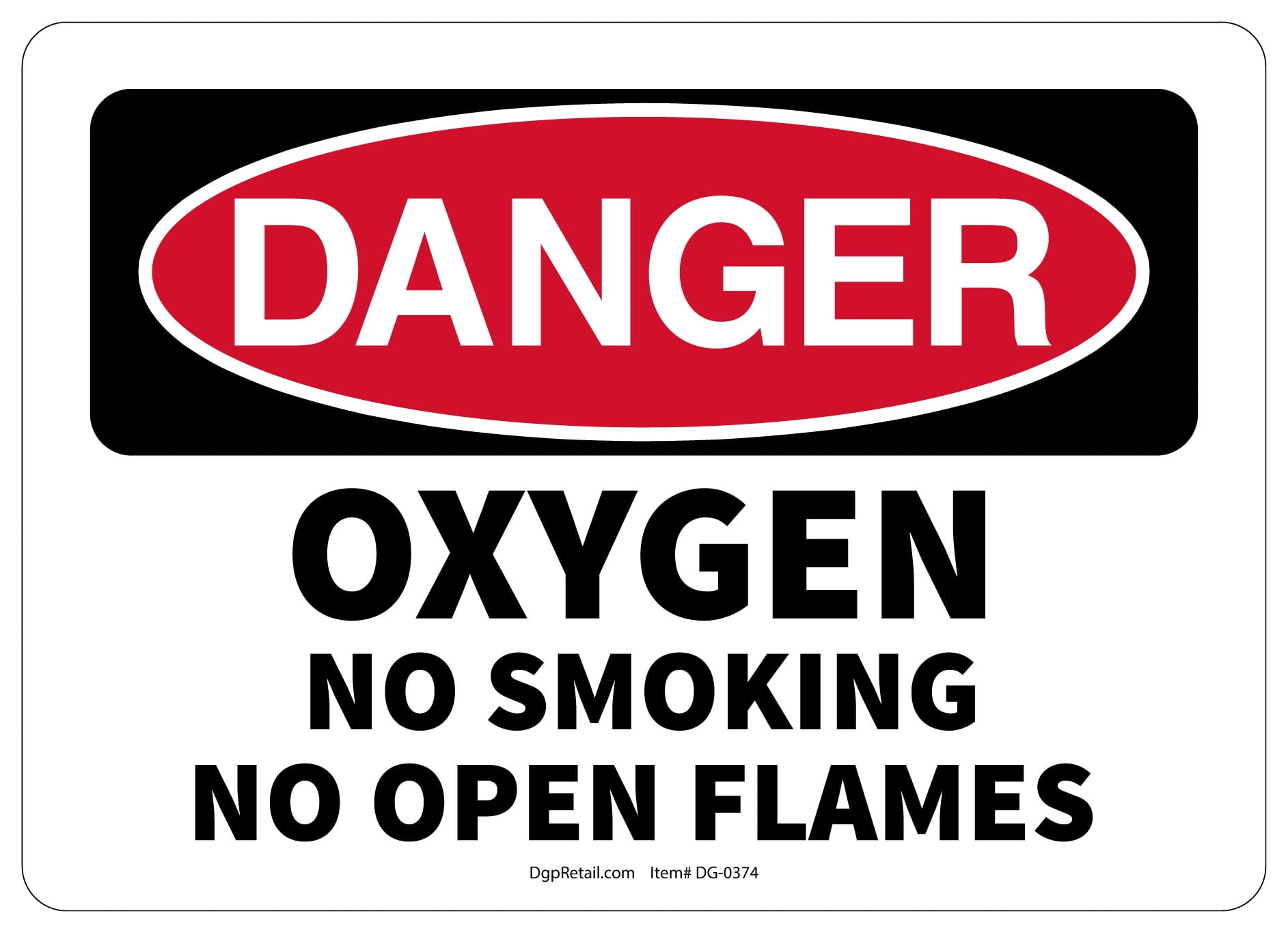 OSHA DANGER SAFETY SIGN OXYGEN NO SMOKING OR OPEN FLAMES