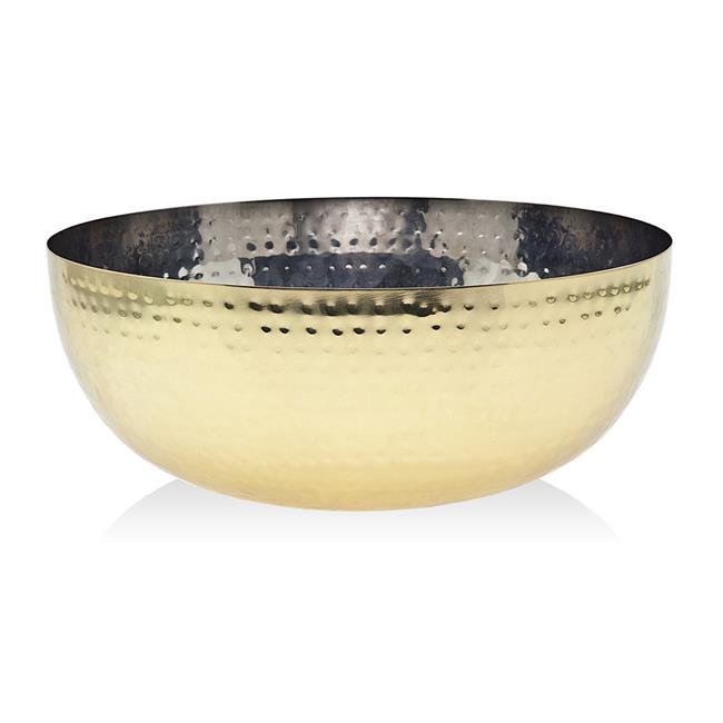 Godinger 19464 Hammered Salad Bowl, Gold