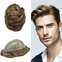 Mens Hairpiece LYRICAL HAIR Human Hair Replacement System Durable Thin Skin PU Injected Toupee Hair Wigs for Men