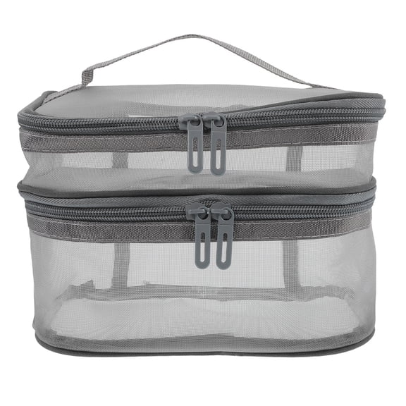 Luxshiny Grey Nylon Makeup Bag Organizer Travel Cosmetic Storage Pouch for Outdoor Use 1 Piece