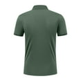 thumbnail image 6 of Ecqkame Summer Men Solid Color Tops Short Sleeve Turndown Collar Shirts Casual Classic Button Basic T Shirt 02-Army Green M, 6 of 8
