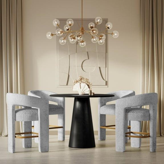Jofran Gwen Luxury Mid-Century Modern Five Piece Counter Height Dining Set with Upholstered Barstools