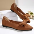 thumbnail image 5 of Miluxas Women's Pointed Toe Knit Bow Ballet Flat Comfortable Breathable Slip On Work office Dress Shoes Lightweight Non-Slip Mam Nurse Walking Shoes Brown 5.5(36), 5 of 9
