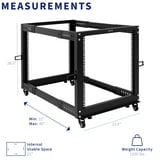 VIVO 12U Open Frame Adjustable Server Rack, 4 Post Mobile Data Holder ...