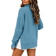 thumbnail image 6 of Women Sweatshirt Sevevn Quarter Zip Stand Collar Oversized Tunic Fit Fleece Fabric Side Slit Thumb Hole Long Sleeve For Daily Casual Lounging Wear, 6 of 9