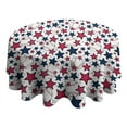 thumbnail image 4 of Red White Blue Baseballs and Stars Pattern Round Tablecloth 60"x60",Wrinkle Wipeable Table Cloth for Kitchen Dining Room Picnic Patio Party, 4 of 6