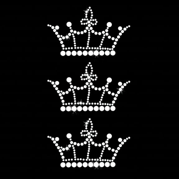 Set of 3 Crown Iron-on Clear Rhinestone T-Shirt Transfer by JCS Rhinestones
