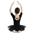 thumbnail image 5 of YONGHS Kids Girls Short Sleeves Ballet Dance Leotard Dress Mesh Tutu Skirt 2-14 Black 10-12, 5 of 7