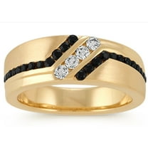 Pompeii 1 Ct TW Mens Black & White Diamond Wedding Band 10k Yellow Gold Ring (H/I,I1-I2)