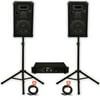 Podium Pro Studio Speakers 12" Three Way Pro Audio Monitor Pair, Stands, Amp and Cables Set for PA DJ Home or Karaoke 1200CSET2