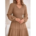thumbnail image 4 of PRETTYGARDEN Women's Midi Dresses Spring Long Sleeve V Neck Tiered Smocked A Line Long Flowy Dress, 4 of 6