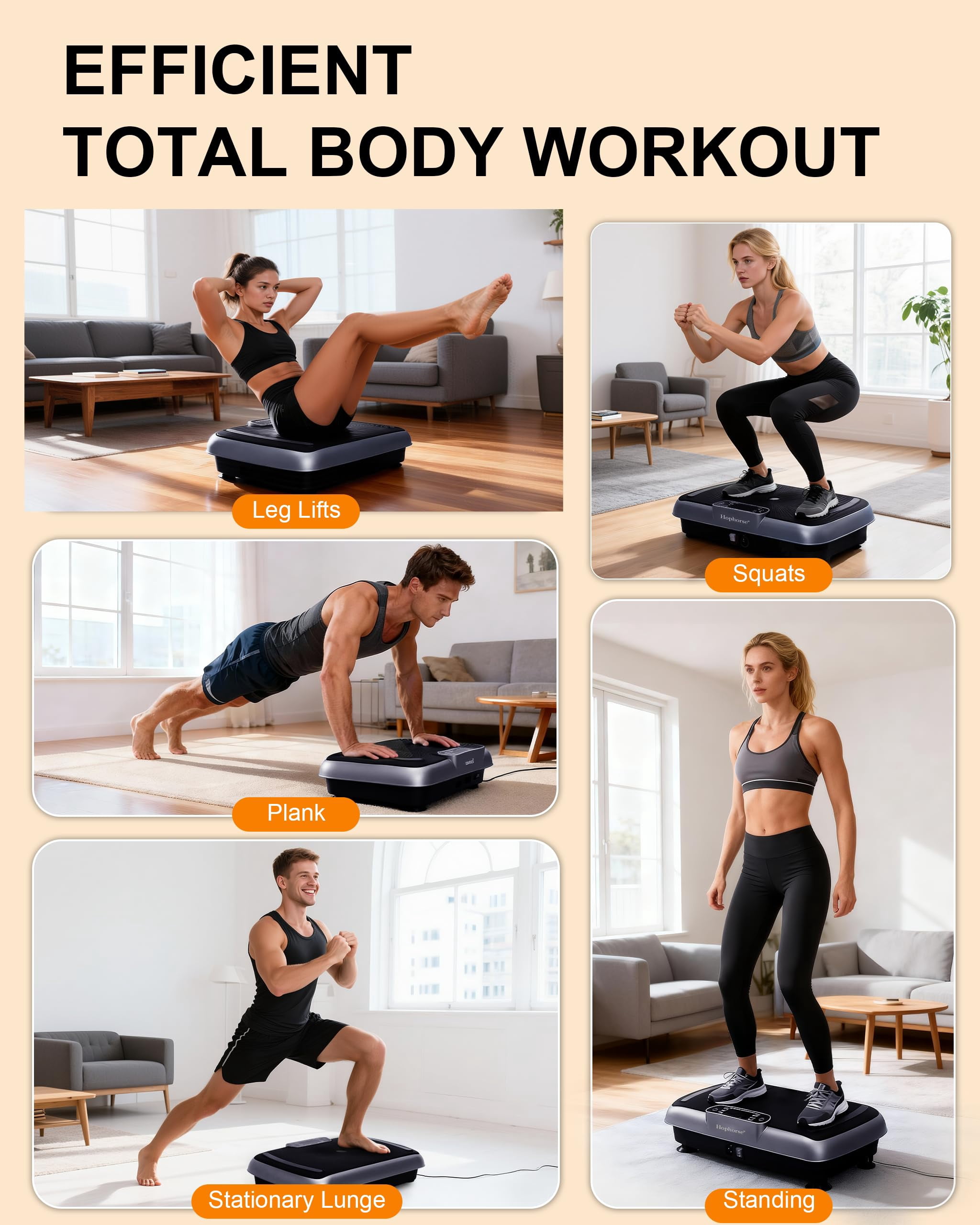 RIORUN 150W Vibrating Plate Exercise Machine，300 lbs Capacity Shake Board with Bluetooth, LED Display, Remote Control, Blue
