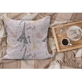 thumbnail image 2 of Paris Fluffy Throw Pillow Cushion Cover, Eiffel Tower Sketch with Hand Lettering City Name Keys Quill Love Capital, Decorative Square Accent Pillow Case, 16" x 16", Multicolor, by Ambesonne, 2 of 5