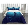 thumbnail image 3 of Ambesonne Cartoon Quilted Bedspread Set 3 Pcs, Mermaid in Deep Water, King Size, Blue, 3 of 5