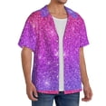 thumbnail image 4 of Sigee Pink Purple Glitter Print Men's Shirts Casual Button Down Short Sleeve Summer Beach Shirt Hawaiian Vacation Shirts Tee Shirt-Medium, 4 of 7