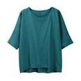 thumbnail image 2 of WCJM Shirtsficerd Women's V Neck T Shirts, Cotton Summer Casual Short Women's Short Sleeve T-Shirt Loose Button Shirt Top Stand Solid Color Sleeve Collar Casual Women's Shirt Women's Shirt, 2 of 7