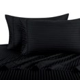 thumbnail image 1 of Twin Size Sheets, Black, 100% Cotton Sheets, Deep Pocket, Cool Cotton Sateen, Smooth Striped Pattern Weaved Bed Sheets, 1 of 3