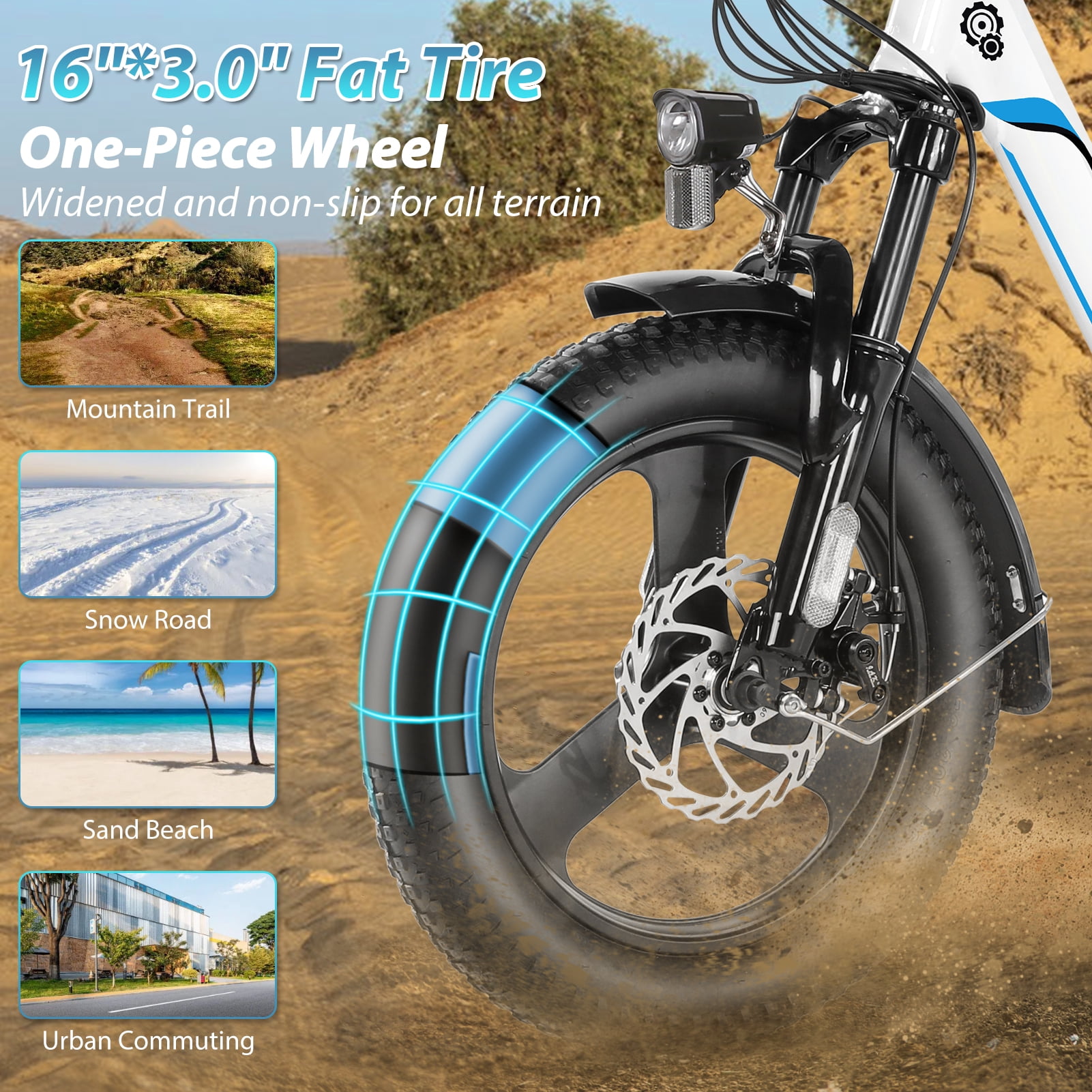 Elifine 3.0" Fat Tire Electric Bike for Adults, 48V 7.8Ah 350W Foldable Ebike with LCD, 5 Ridng Modes, Lockable Suspension Fork Electric Commuter Bicycle, 7 Speed City E-bikes for Women Teens, UL2849