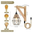 thumbnail image 2 of Frideko Plug in Wall Sconces Set of 2, Wood Light Fixtures Industrial Farmhouse Wall Lamps with 8.21FT on/off Switch Cord, Indoor Metal Cage Wall Lights for Bedroom Living Room, 2 of 8
