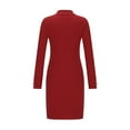 thumbnail image 6 of biudgviw Women's Turtleneck Sweater Dress Long Sleeve Ribbed Knit Fall Dress Stretch Midi Bodycon Dresses, 6 of 7