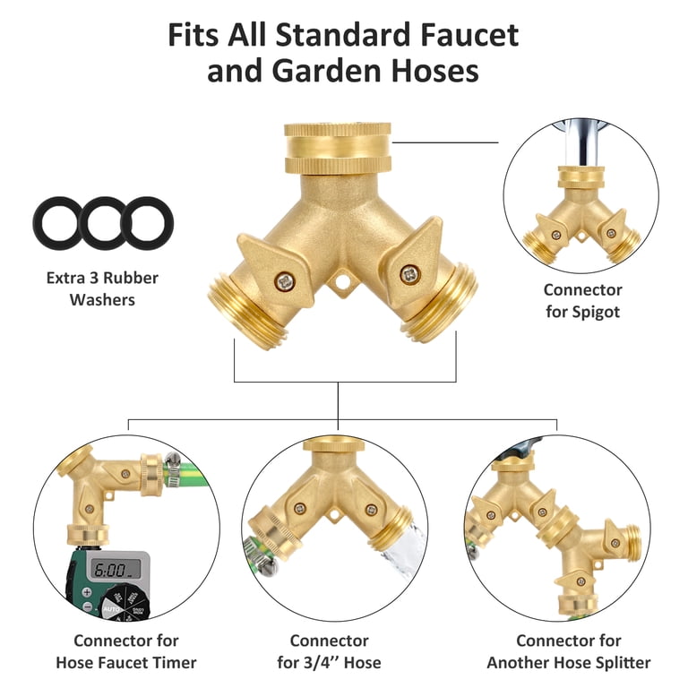 Styddi Solid Brass 2-Way Garden Hose Splitter, Heavy Duty photo 2