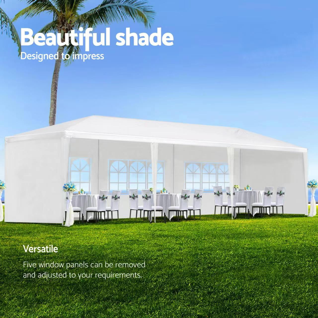 10'x30' Canopy Tent Wedding Party Outdoor Gazebo with 5 Removable Sidewalls for Weddings and Events,White