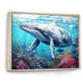 thumbnail image 2 of Designart "Oasis Of Whale Tranquility" Coastal Coral Under Water Floater Framed Wall Art Prints, 2 of 5